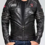 Leister Black Cafe Racer Leather Jacket