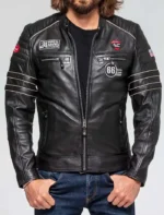 Leister Black Cafe Racer Leather Jacket