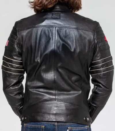 Leister Black Cafe Racer Leather Jacket