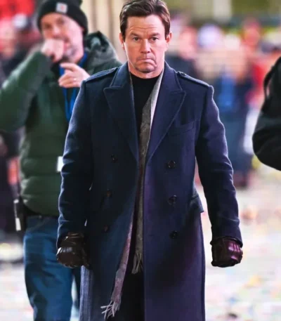 Mark Wahlberg Play Dirty Blue Wool Coat