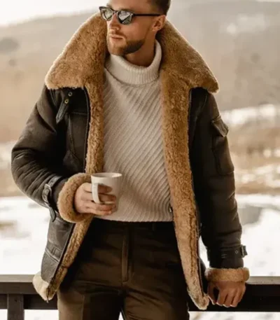 Matthew Belted Cuffs Shearling Leather Jacket