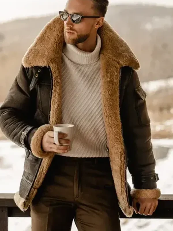 Matthew Belted Cuffs Shearling Leather Jacket