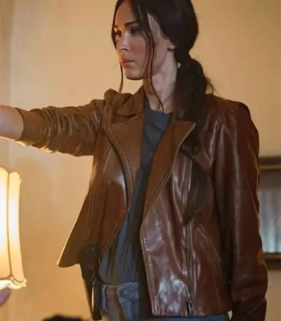 Megan Fox Midnight in the Switchgrass Brown Leather Jacket