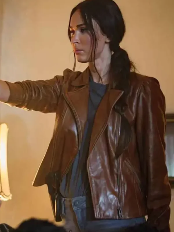 Megan Fox Midnight in the Switchgrass Brown Leather Jacket