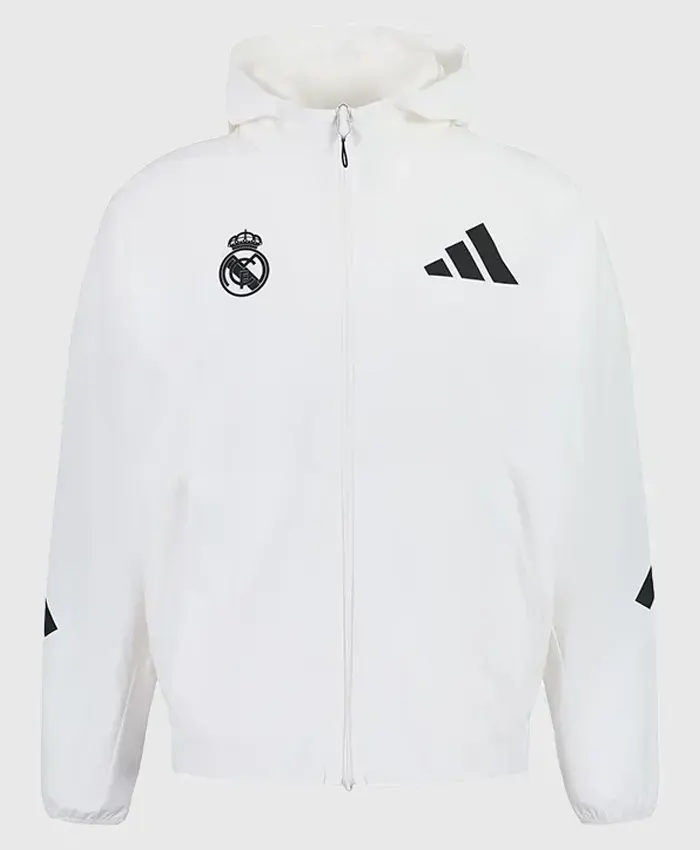 Men Adidas Real Madrid White Track Jacket Men Adidas Real Madrid White Track Jacket
