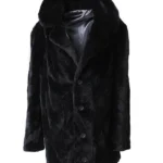 Mens Black Sheared Beaver Fur Warm Winter Coat