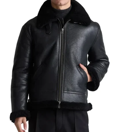 Men’s Black Shearling Leather Jacket