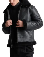 Men’s Black Shearling Leather Jacket