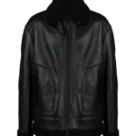 Men’s Black Skull-Printed B3 Sheepskin Jacket