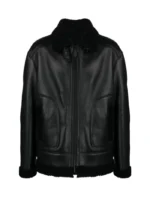 Men’s Black Skull-Printed B3 Sheepskin Jacket