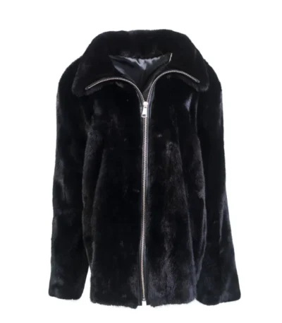 Mens Classic Cut Black Mink Fur Winter Coat