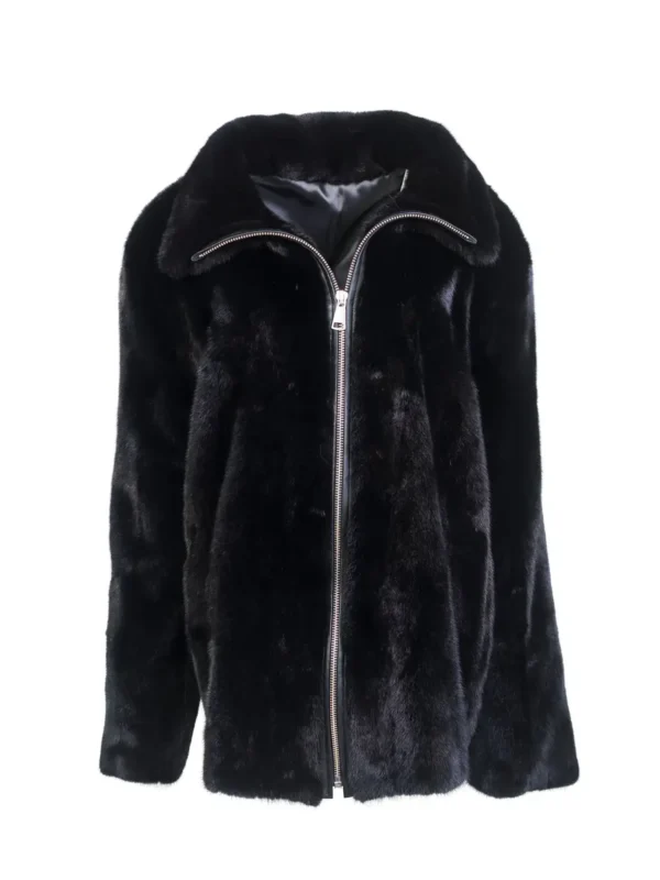 Mens Classic Cut Black Mink Fur Winter Coat