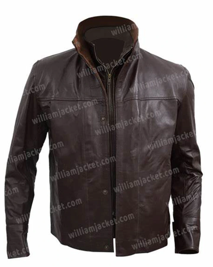 Mens Distressed Brown Classic Collar Leather Jacket Mens Distressed Brown Classic Collar Leather Jacket