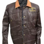 Mens Distressed Brown Genuine Leather Jacket