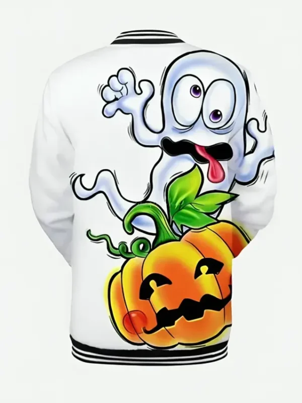 Men’s Funny Halloween Pumpkin Print Varsity Jacket