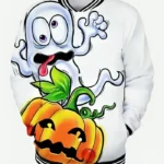 Men’s Funny Halloween Pumpkin Print Varsity Jacket