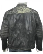 Hooligan Distressed Black Leather Quilted Cafe Racer Jacket