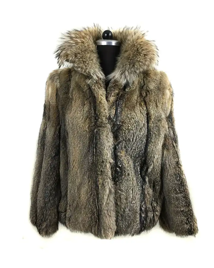 Mens Lynx Fur Fin Raccoon Collar Half Skins Grey Coat Mens Lynx Fur Fin Raccoon Collar Half Skins Grey Coat