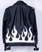 Meteor Flames Leather Biker Jacket