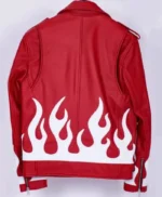 Meteor Flames Leather Biker Jacket