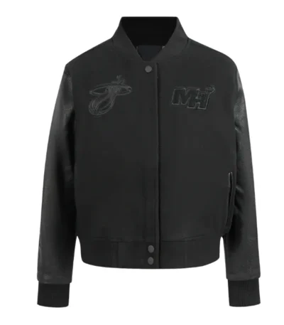 Miami Heat Triple Black Varsity Wool-Leather Jacket