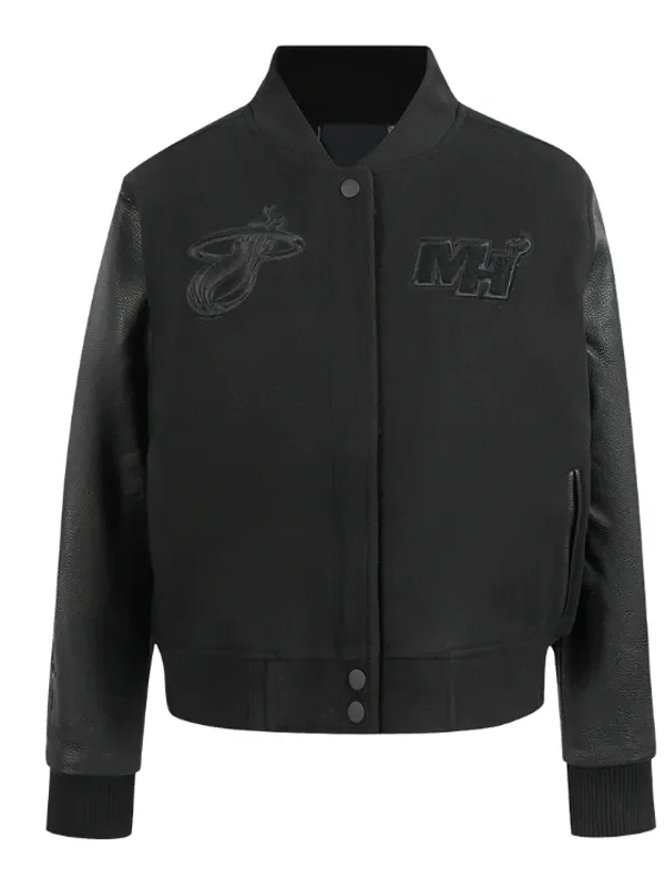 Miami Heat Triple Black Varsity Wool-Leather Jacket