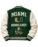 Miami Hurricanes Green and White Letterman Jacket