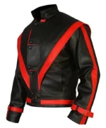 Michael Jackson Red Stripe Black Leather Jacket