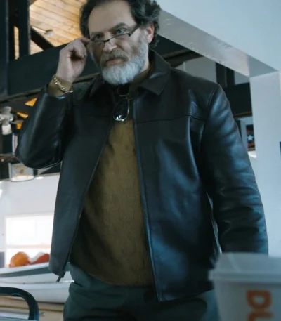 Michael Stuhlbarg The Instigators 2024 Black Leather Jacket
