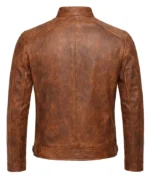 Miller Brown Distressed Waxed Men’s Leather Cafe Racer Jacket