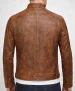 Miller Brown Distressed Waxed Men’s Leather Cafe Racer Jacket