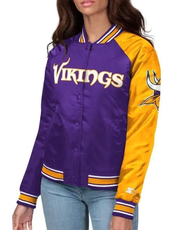 Minnesota Vikings End Zone Yellow-Purple Satin Jacket