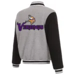 Minnesota Vikings Gray and Black Varsity Wool Jacket