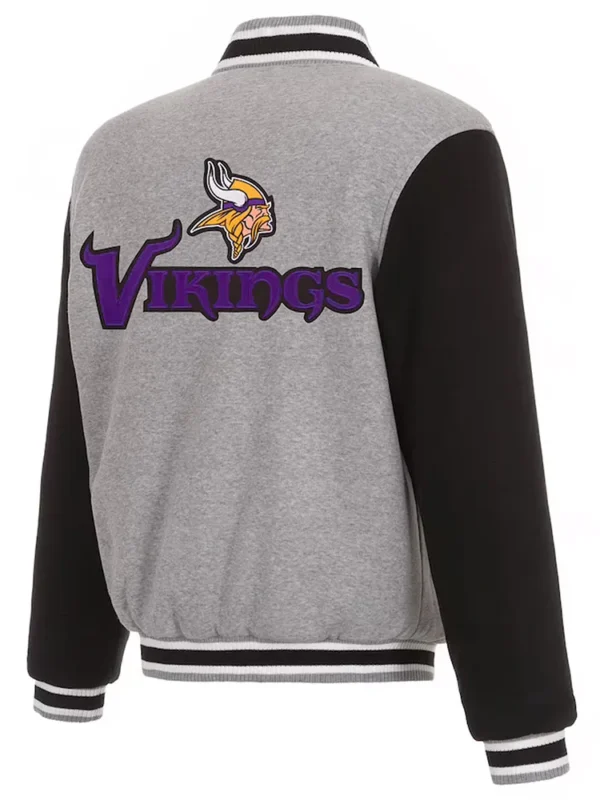 Minnesota Vikings Gray and Black Varsity Wool Jacket