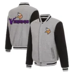 Minnesota Vikings Gray and Black Varsity Wool Jacket