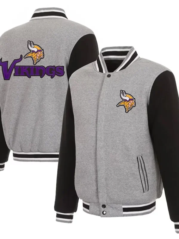 Minnesota Vikings Gray and Black Varsity Wool Jacket