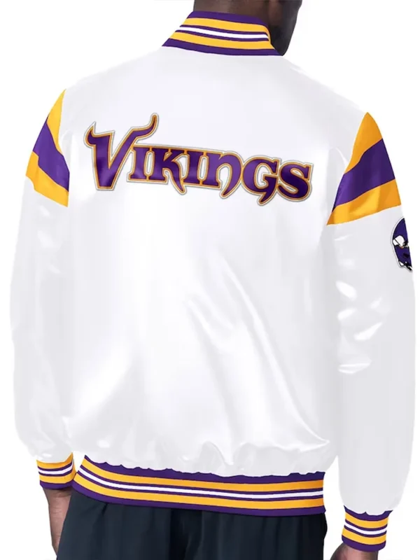 Minnesota Vikings Midweight White Satin Jacket