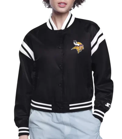 Minnesota Vikings Printed Logo Varsity Satin Jacket