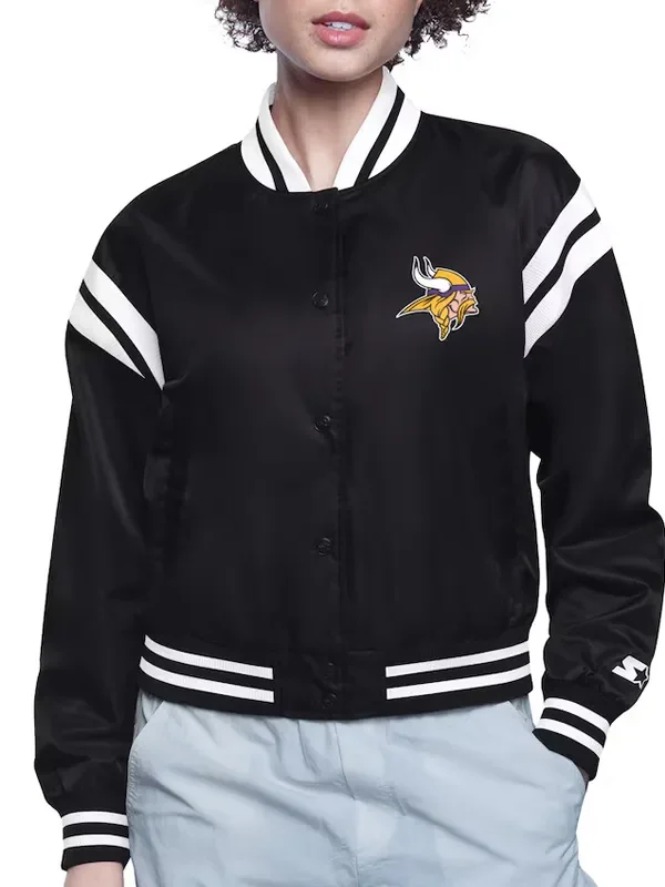 Minnesota Vikings Printed Logo Varsity Satin Jacket