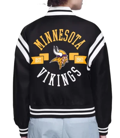 Minnesota Vikings Printed Logo Varsity Satin Jacket