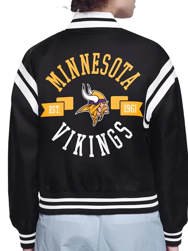 Minnesota Vikings Printed Logo Varsity Satin Jacket