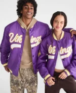 Minnesota Vikings Purple Satin Bomber Jacket