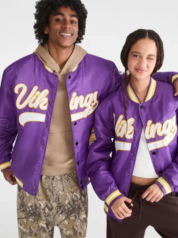 Minnesota Vikings Purple Satin Bomber Jacket