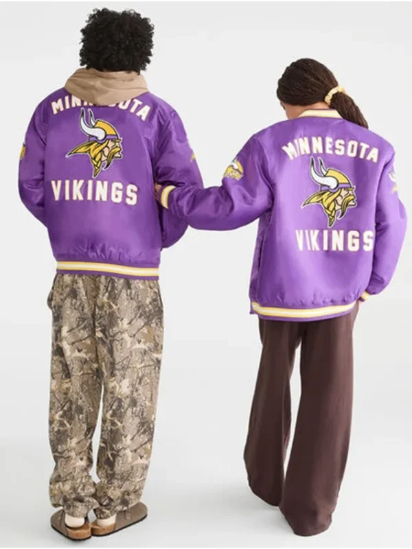Minnesota Vikings Purple Satin Bomber Jacket