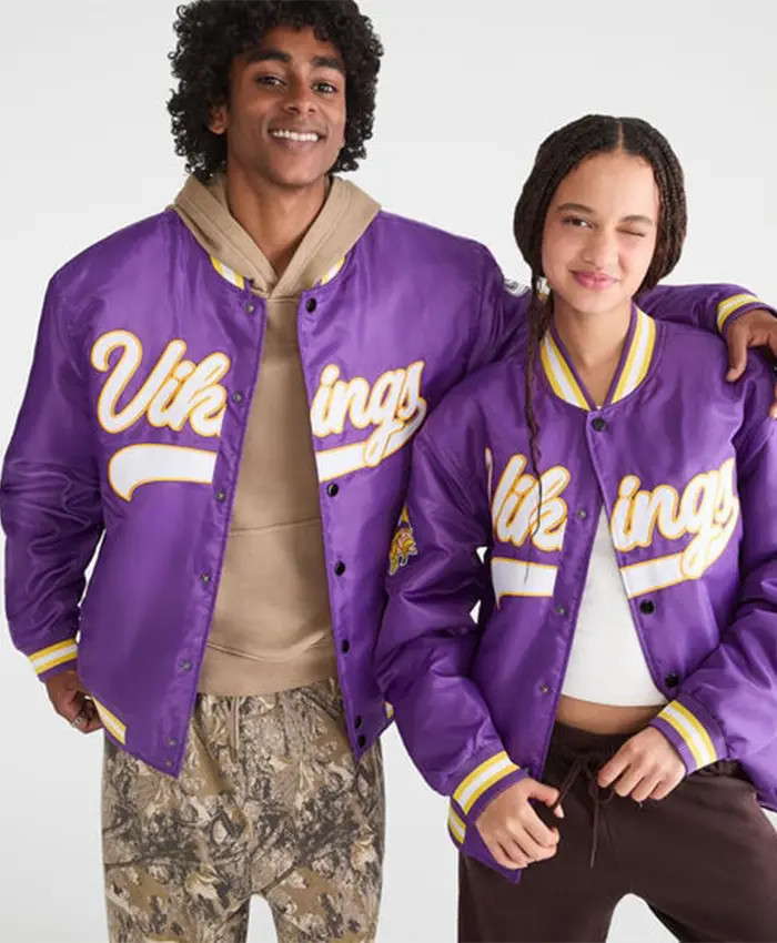 Minnesota Vikings Purple Satin Bomber Jacket Minnesota Vikings Purple Satin Bomber Jacket