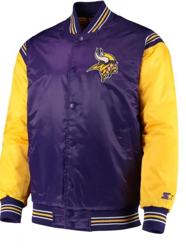 Minnesota Vikings Starter Satin Purple and Yellow Jacket