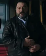 Monsieur Spade 2024 Denis Ménochet Black Leather Coat