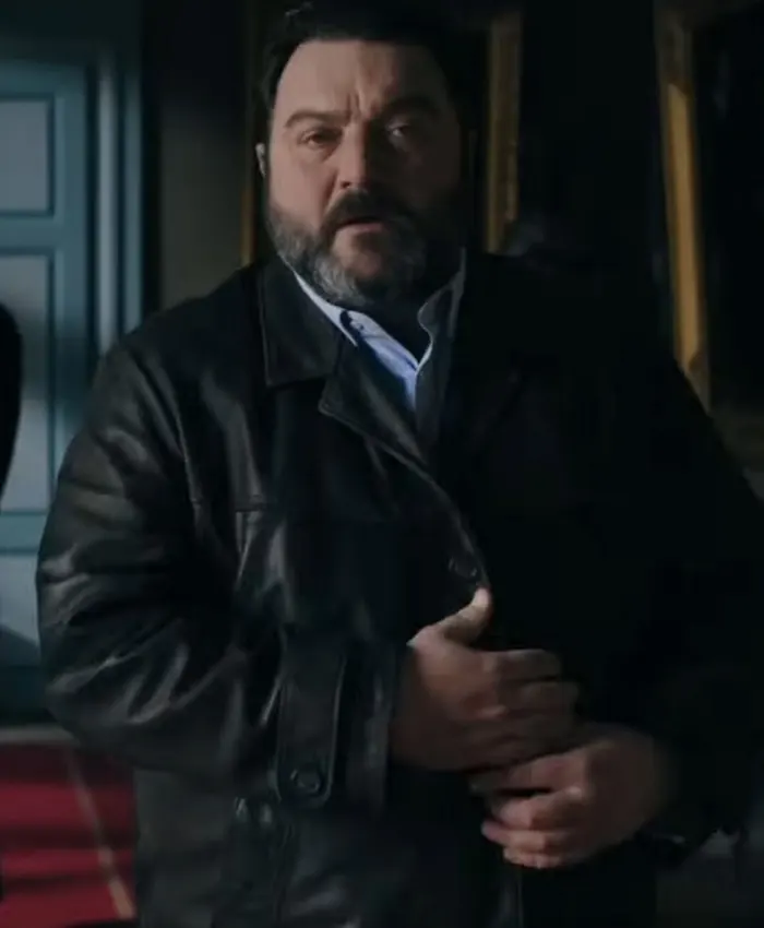 Monsieur Spade 2024 Denis Ménochet Black Leather Coat Monsieur Spade 2024 Denis Ménochet Black Leather Coat