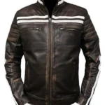 Moto Distressed Leather Jacket Vintage Biker Retro Cafe Racer M52