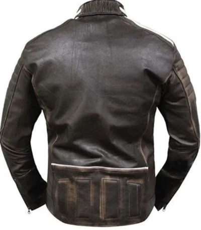 Moto Distressed Leather Jacket Vintage Biker Retro Cafe Racer M52